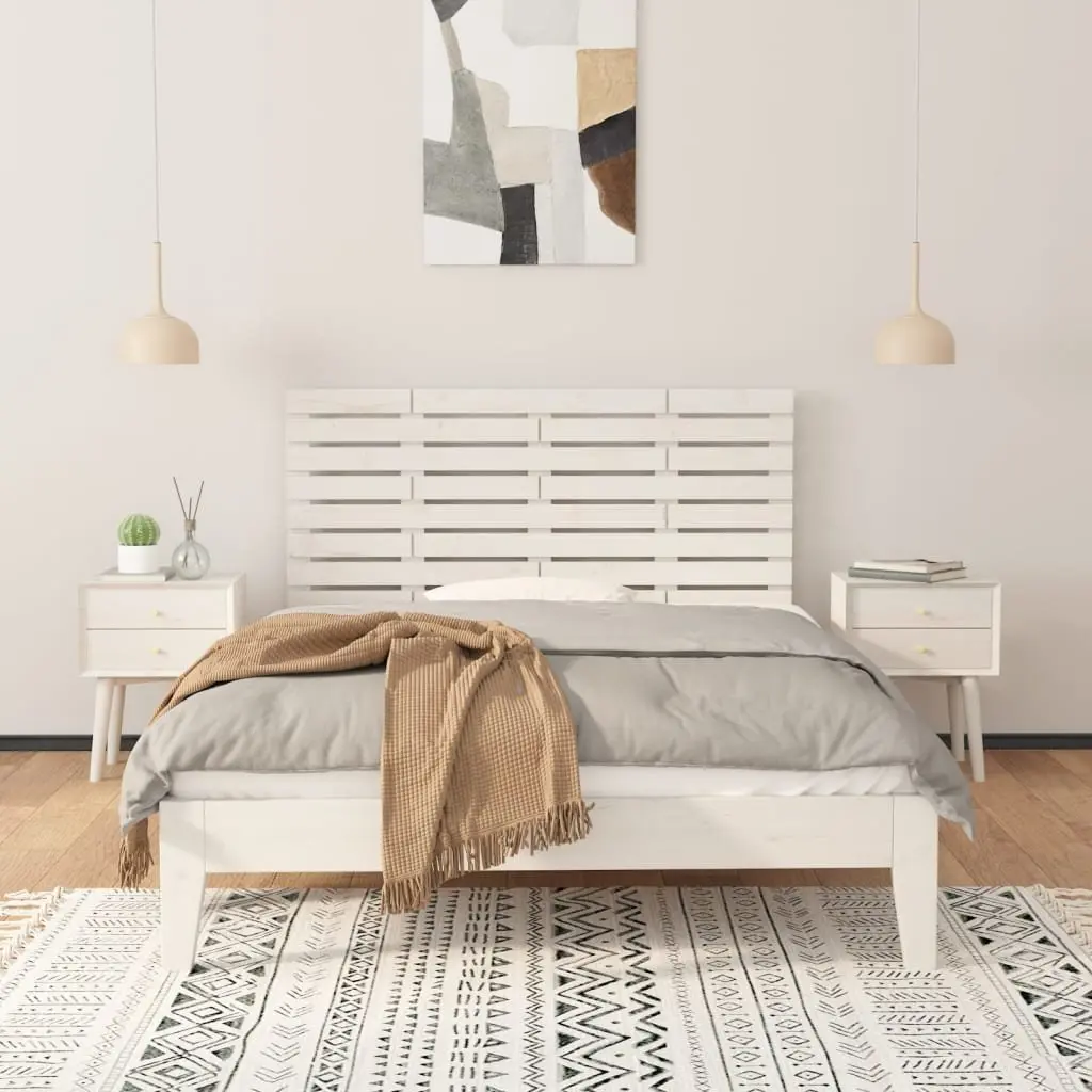 Wall Headboard White 156cm Solid Pine Wood Bedroom Furniture Mount
