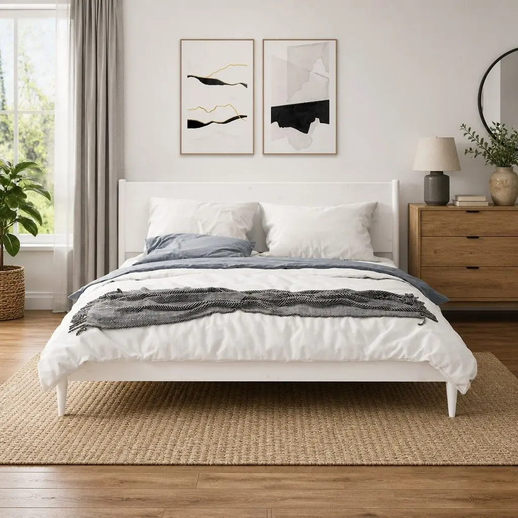 Wall-mounted Shelves 2 pcs White Solid Pine Wood for Bedroom Storage and Organisation