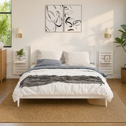 2 pcs White Wall-mounted Shelves in Solid Pine Wood