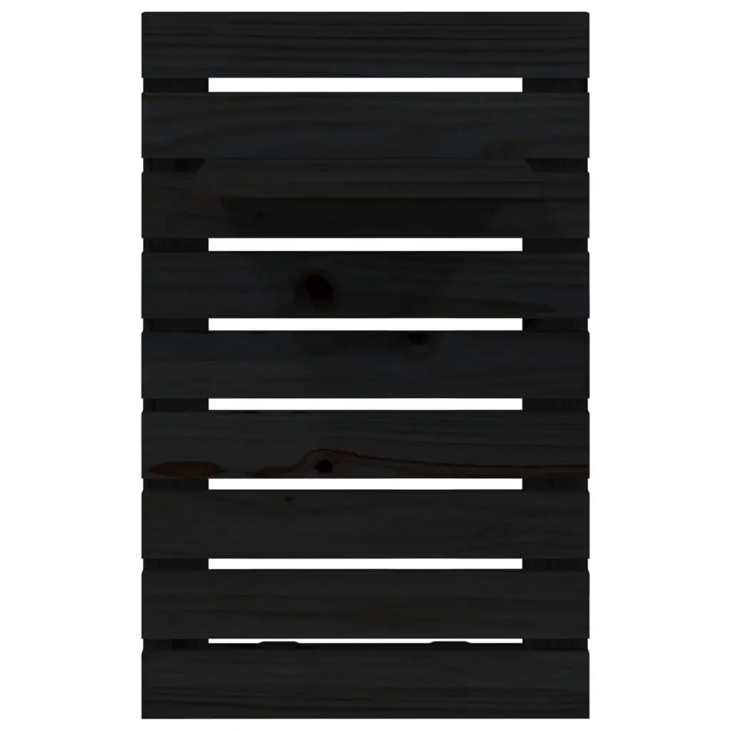 Wall-mounted Shelves Black Solid Pine Wood 2 Piece Bedroom Storage Display