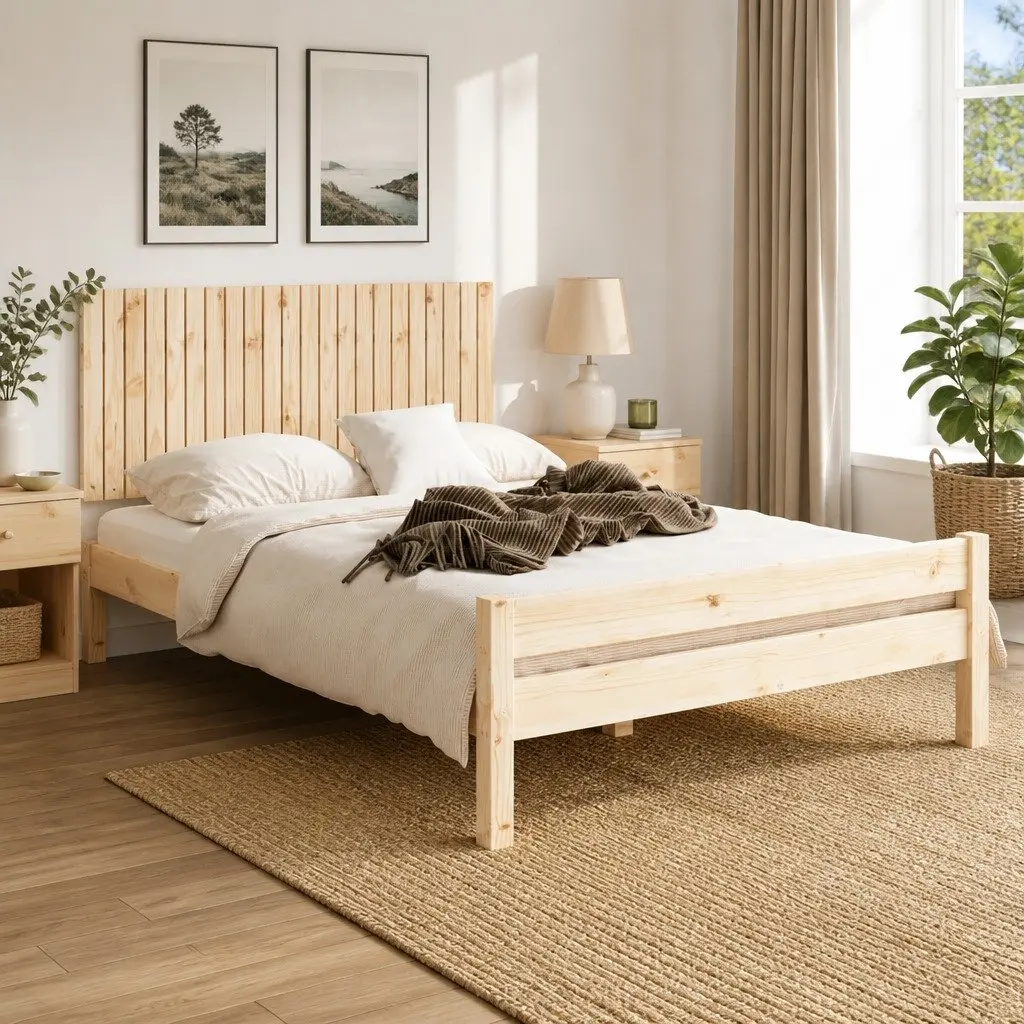 Wall Headboard 140 cm Solid Pine Wood Bedroom Bed Header Classic Design