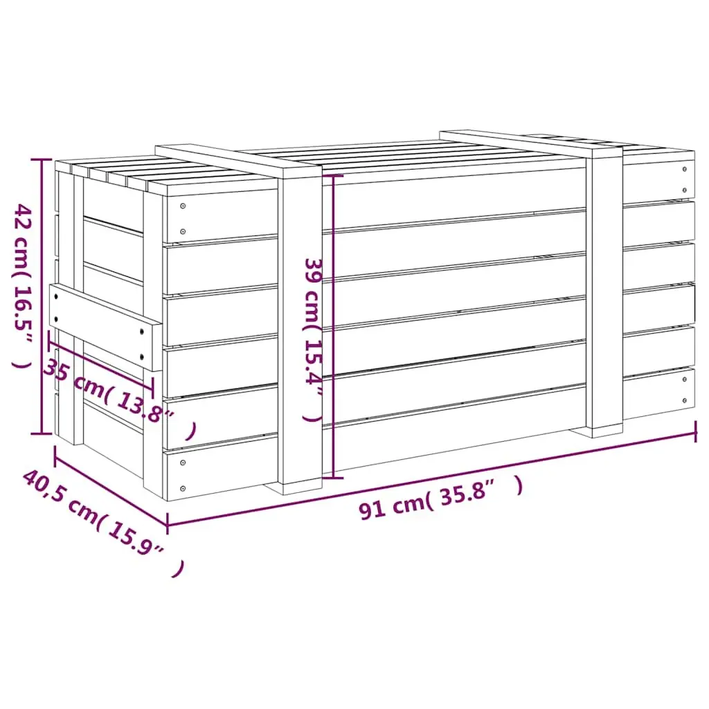 Wooden Storage Box Brown 91x40.5x42cm Solid Pine Home Organisation Chest
