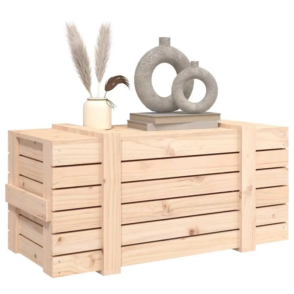 Wooden Storage Box Brown 91x40.5x42cm Solid Pine Home Organisation Chest