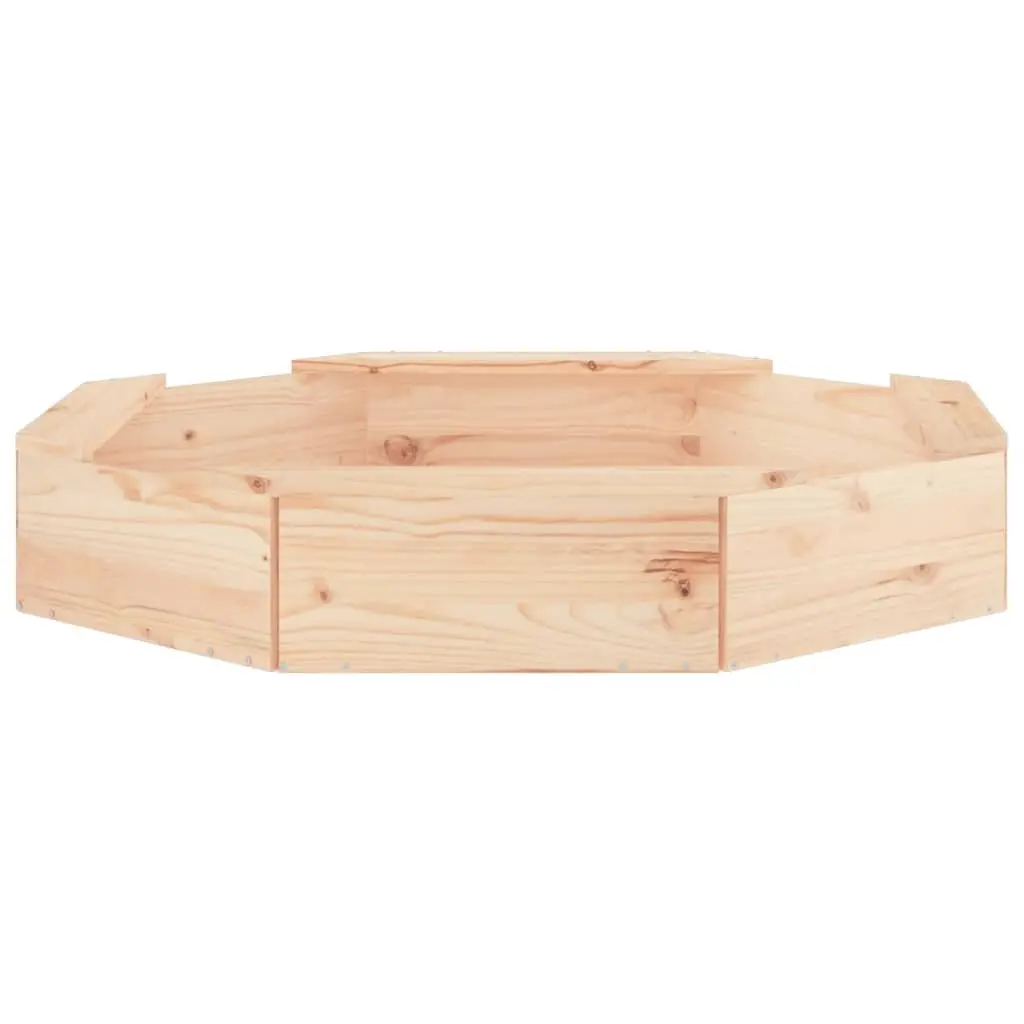 Wooden Sandbox Brown Octagon 4 Seats Integrated Seating Outdoor Sand Play Pit