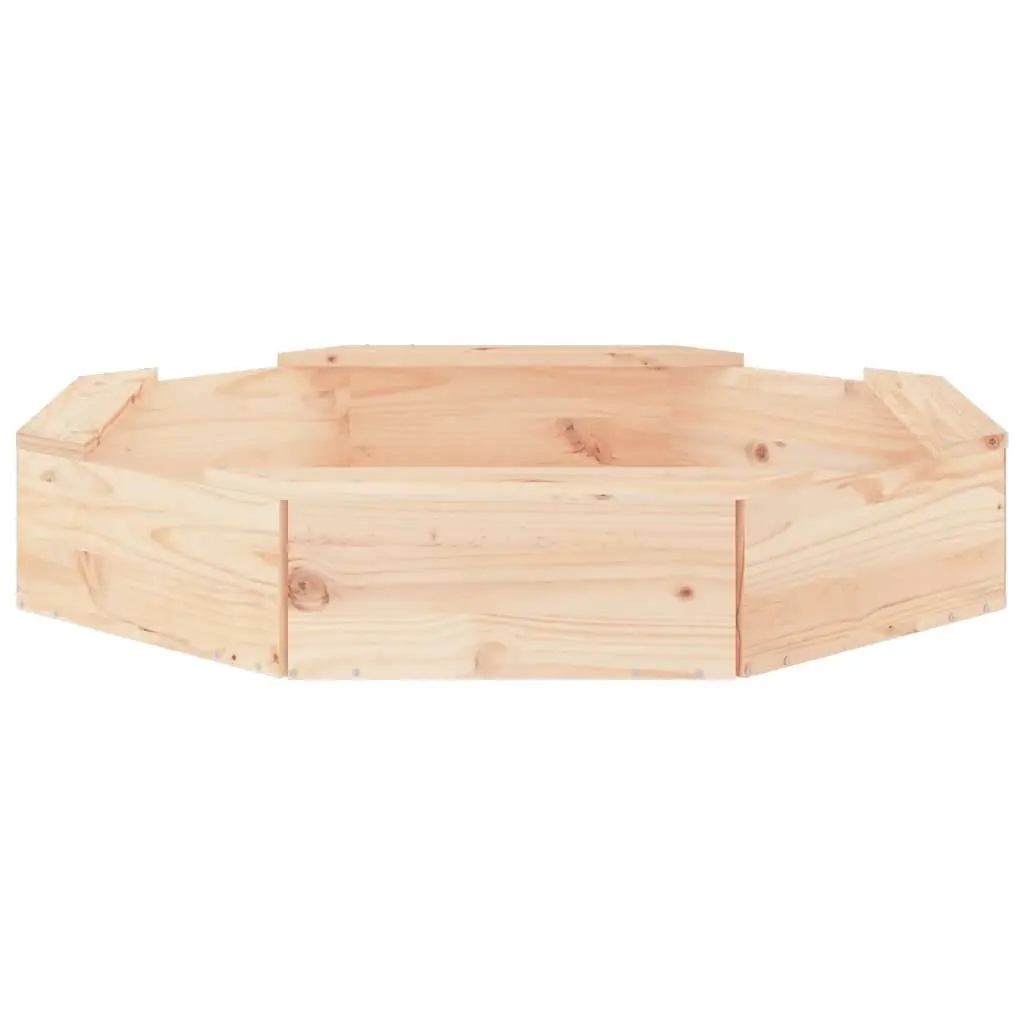 Wooden Sandbox Brown Octagon 4 Seats Integrated Seating Outdoor Sand Play Pit