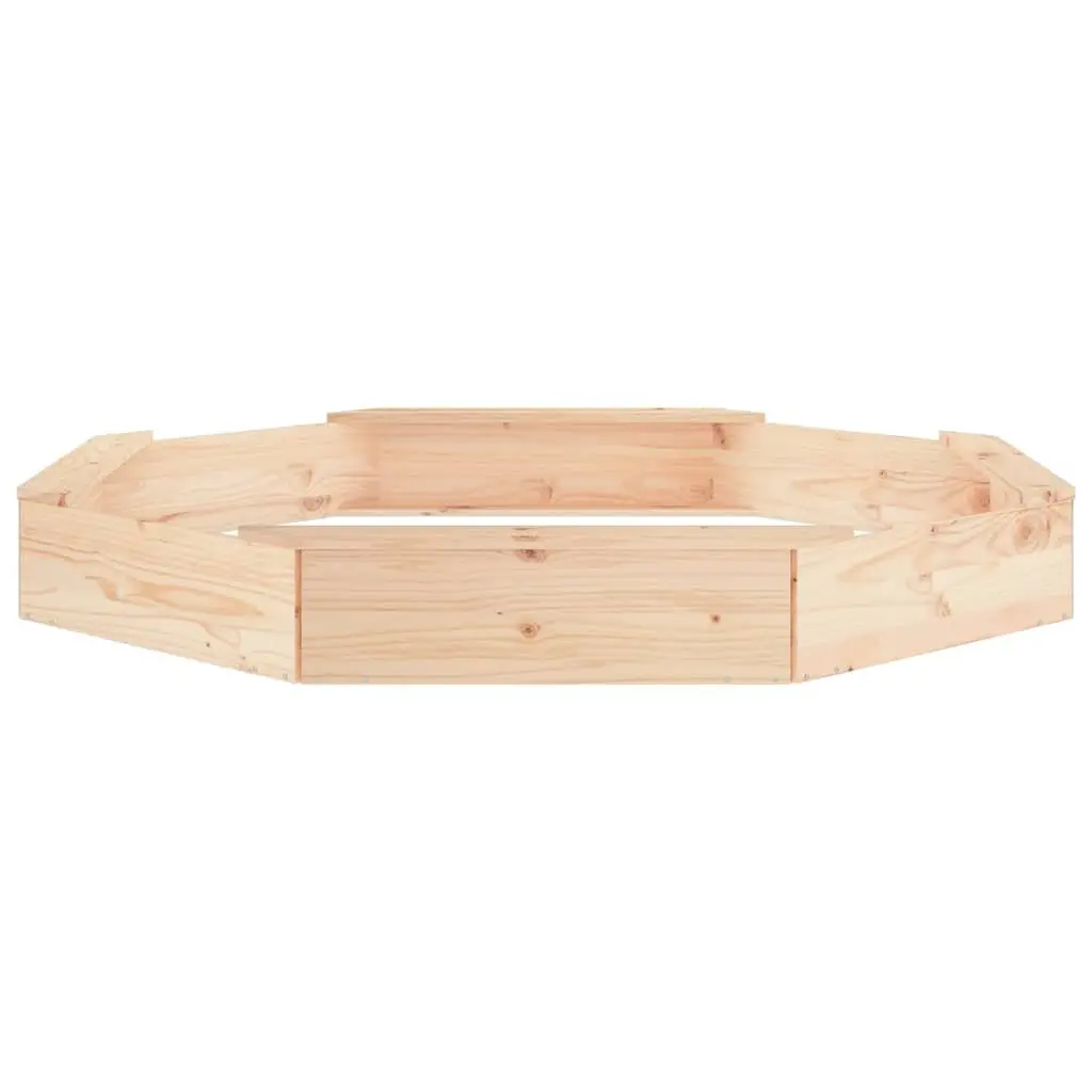 Octagon Wooden Sandbox with Seats Solid Pine Wood Outdoor Play Equipment for
