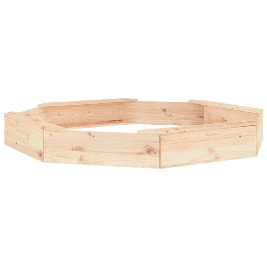 Octagon Wooden Sandbox with Seats Solid Pine Wood Outdoor Play Equipment for