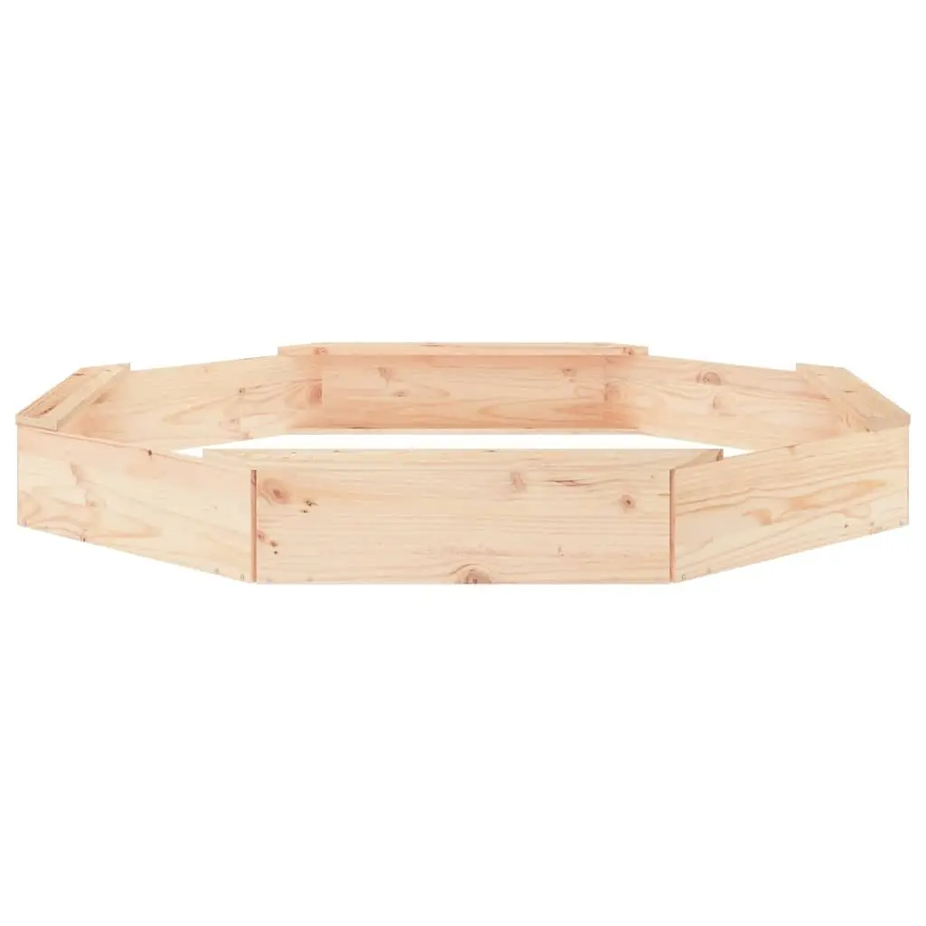 Octagon Wooden Sandbox with Seats Solid Pine Wood Outdoor Play Equipment for