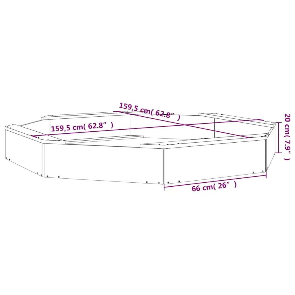 Octagon Wooden Sandbox with Seats Solid Pine Wood Outdoor Play Equipment for