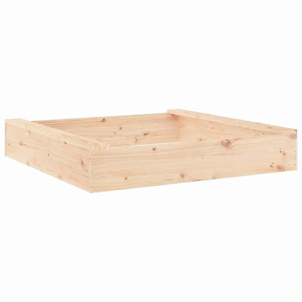 Wooden Sandbox with Seats Square Solid Pine Wood Outdoor Play Sand Pit Children