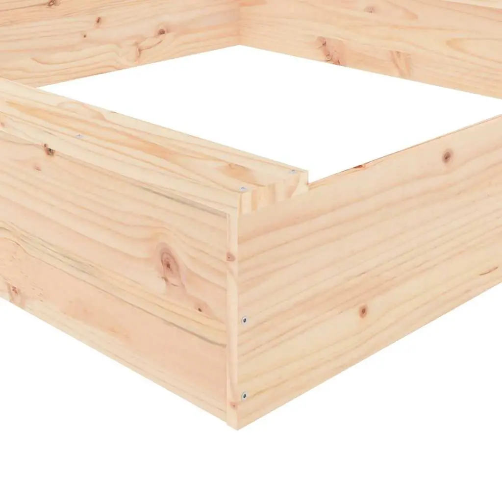Wooden Sandbox with Seats Square Solid Pine Wood Outdoor Play Sand Pit Children