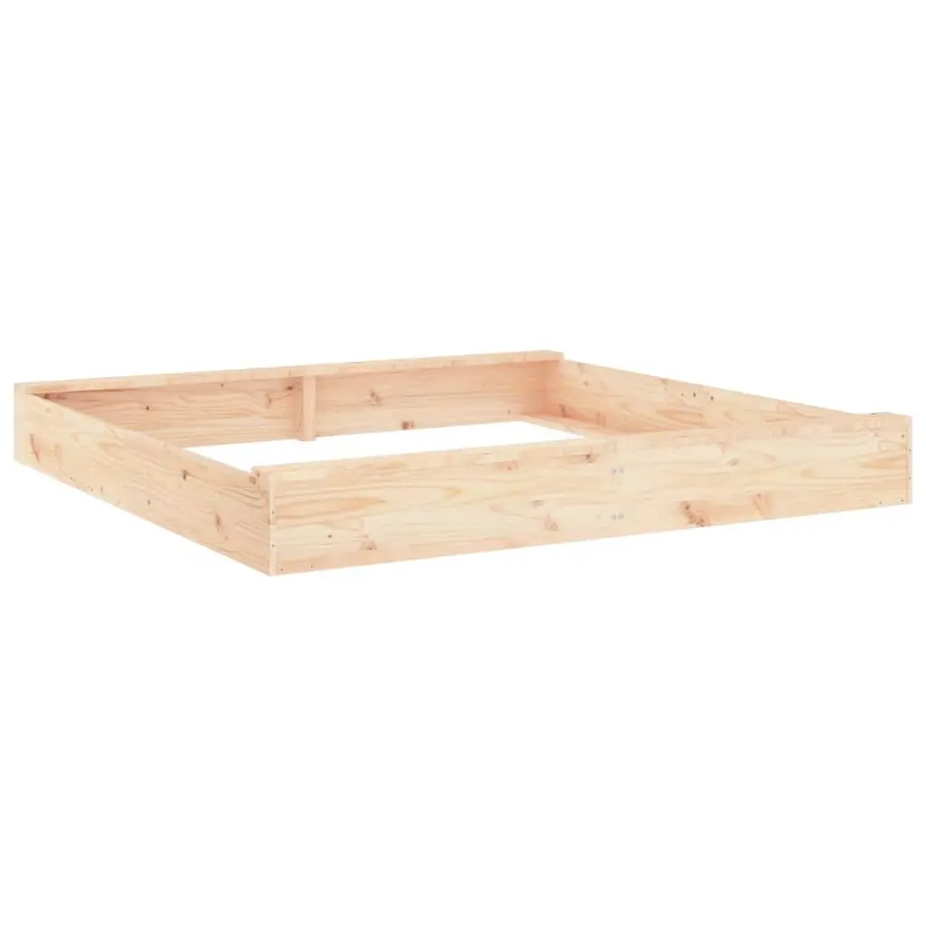 Wooden Sandbox with Seats Square Solid Pine Wood Outdoor Play Equipment