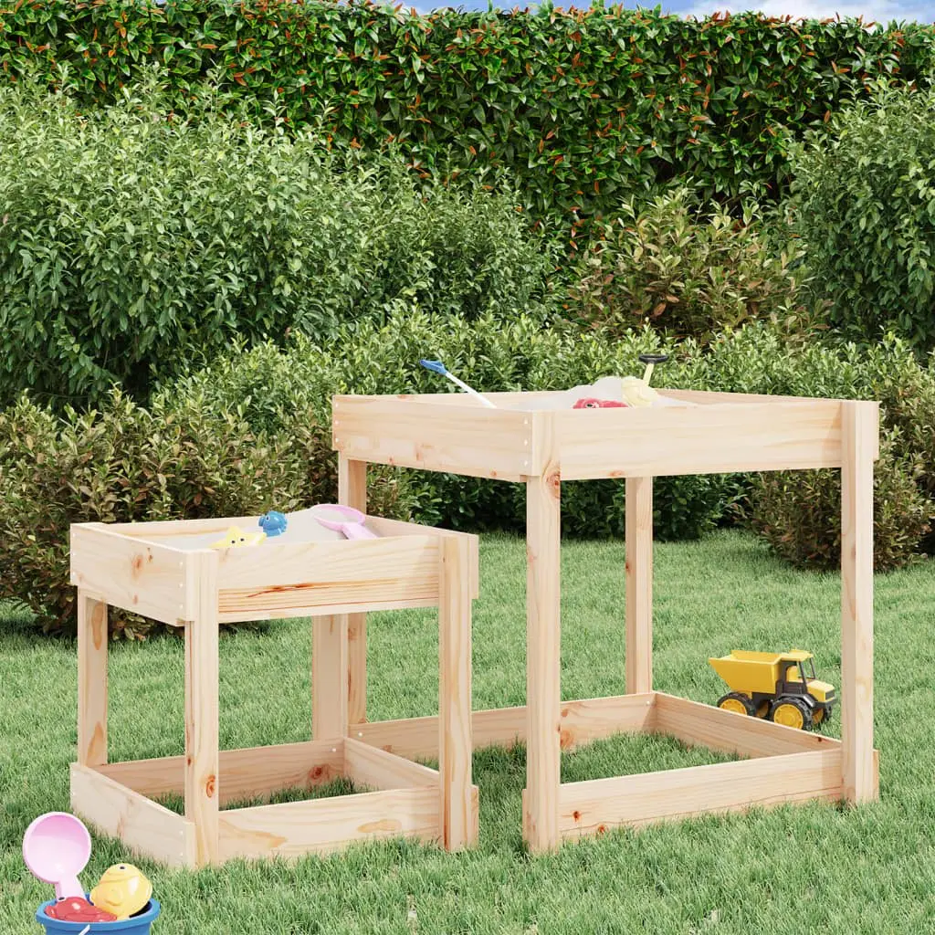 Wooden Sand Tables Natural Pine 2 Piece Solid Pine Wood Kids Outdoor Play Sensory Activity