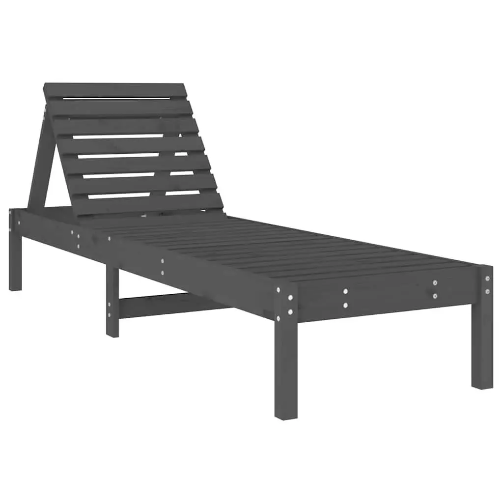 Sun Loungers 2 pcs Grey Adjustable Backrest Outdoor Garden Patio Lounger Chairs