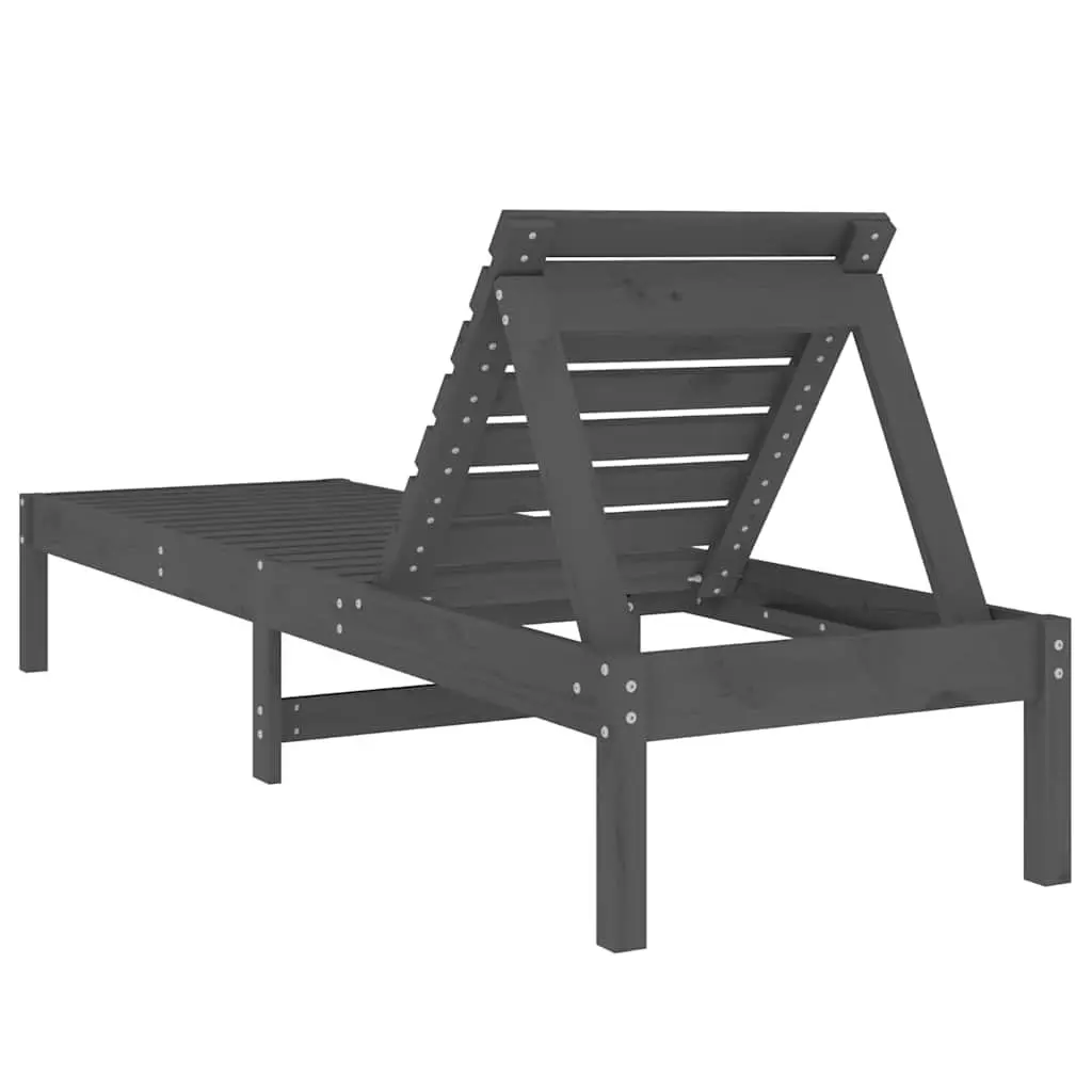 Sun Loungers 2 pcs Grey Adjustable Backrest Outdoor Garden Patio Lounger Chairs