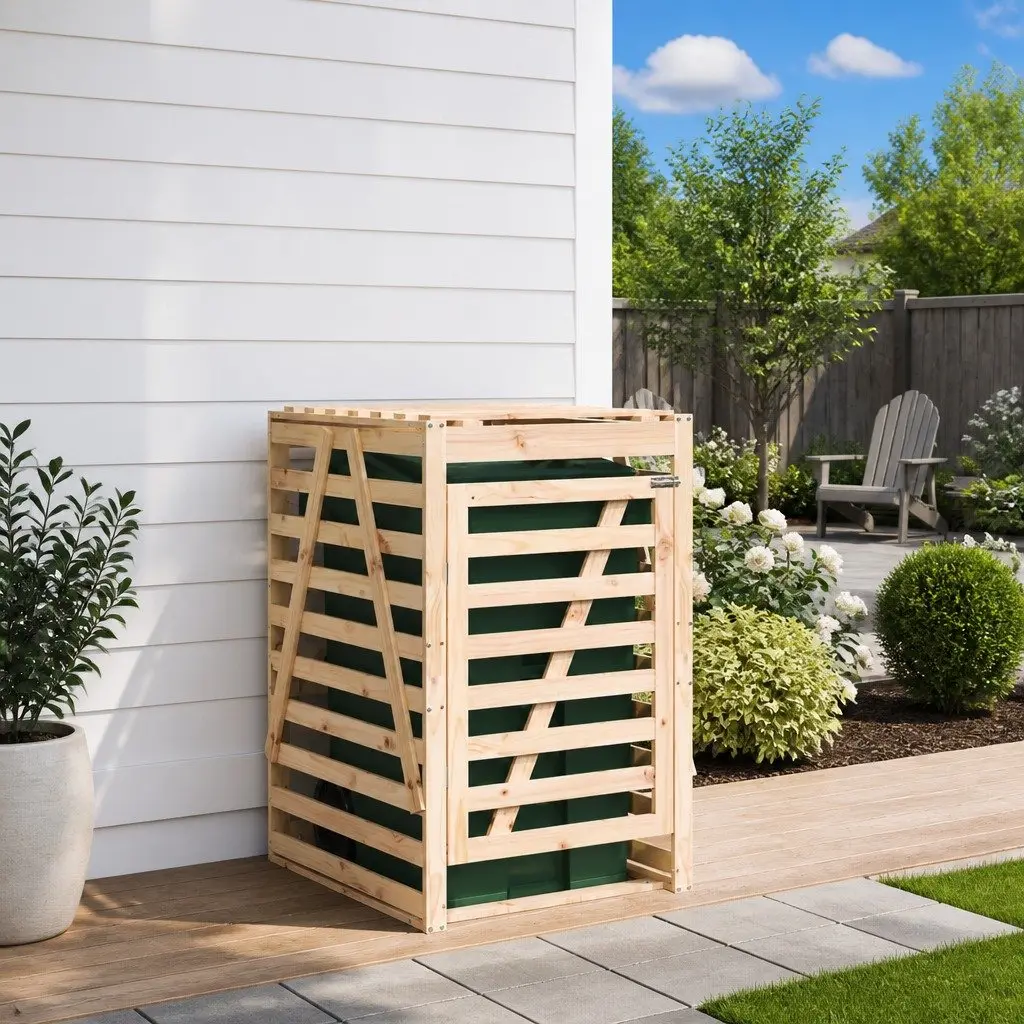 Wheelie Bin Storage Made of Solid Pine Wood