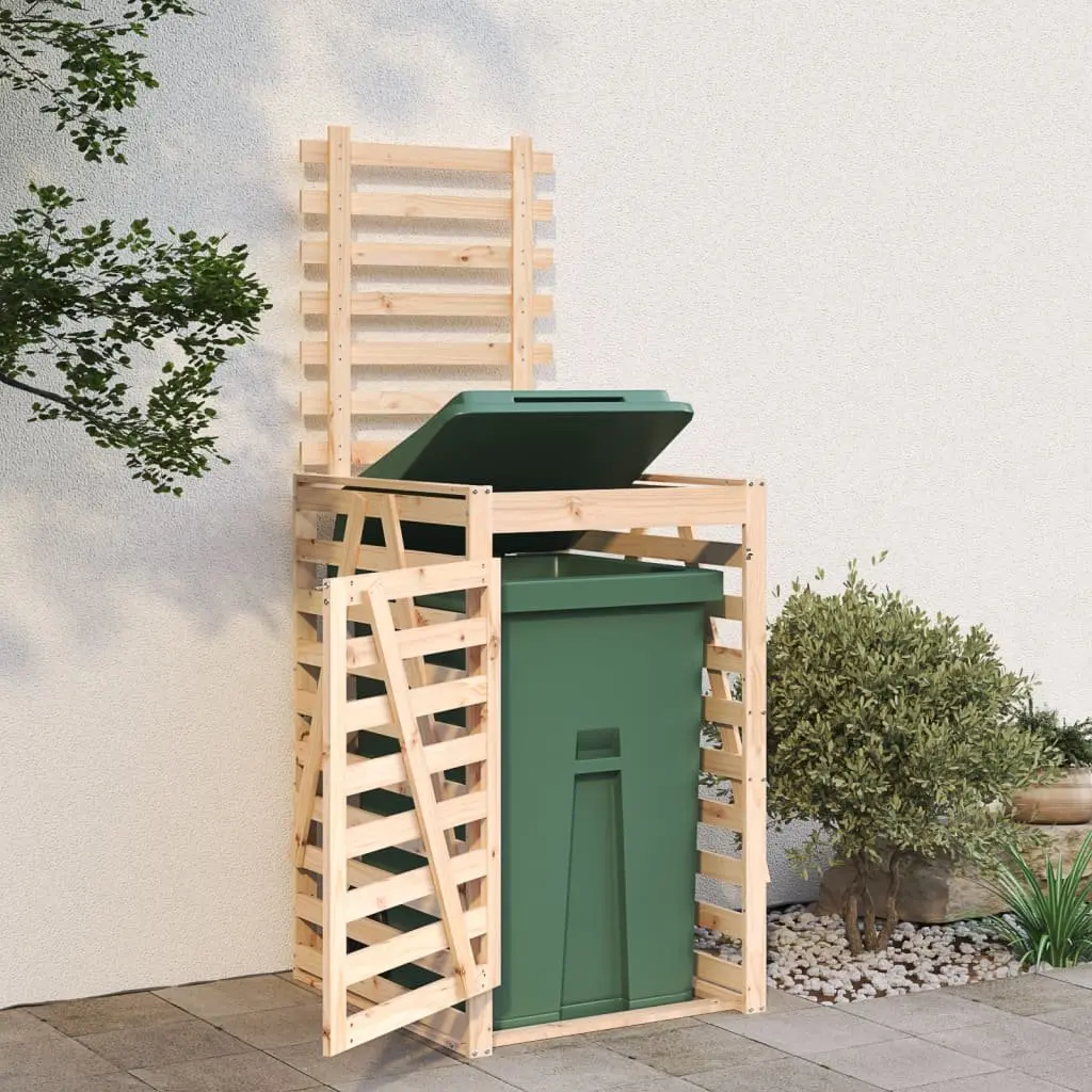 Wheelie Bin Storage Brown Solid Pine Wood Garden Waste Container Enclosure
