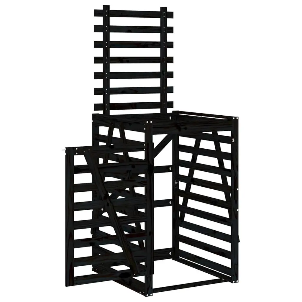 Wheelie Bin Storage Black 84x90x128.5 cm Wooden Garden Waste Container Enclosure with Lock