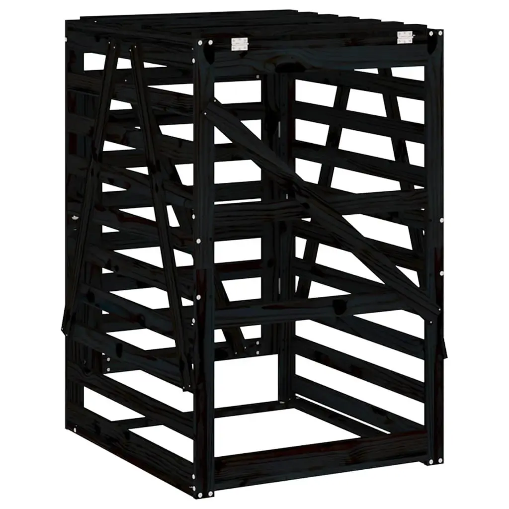 Wheelie Bin Storage Black 84x90x128.5 cm Wooden Garden Waste Container Enclosure with Lock