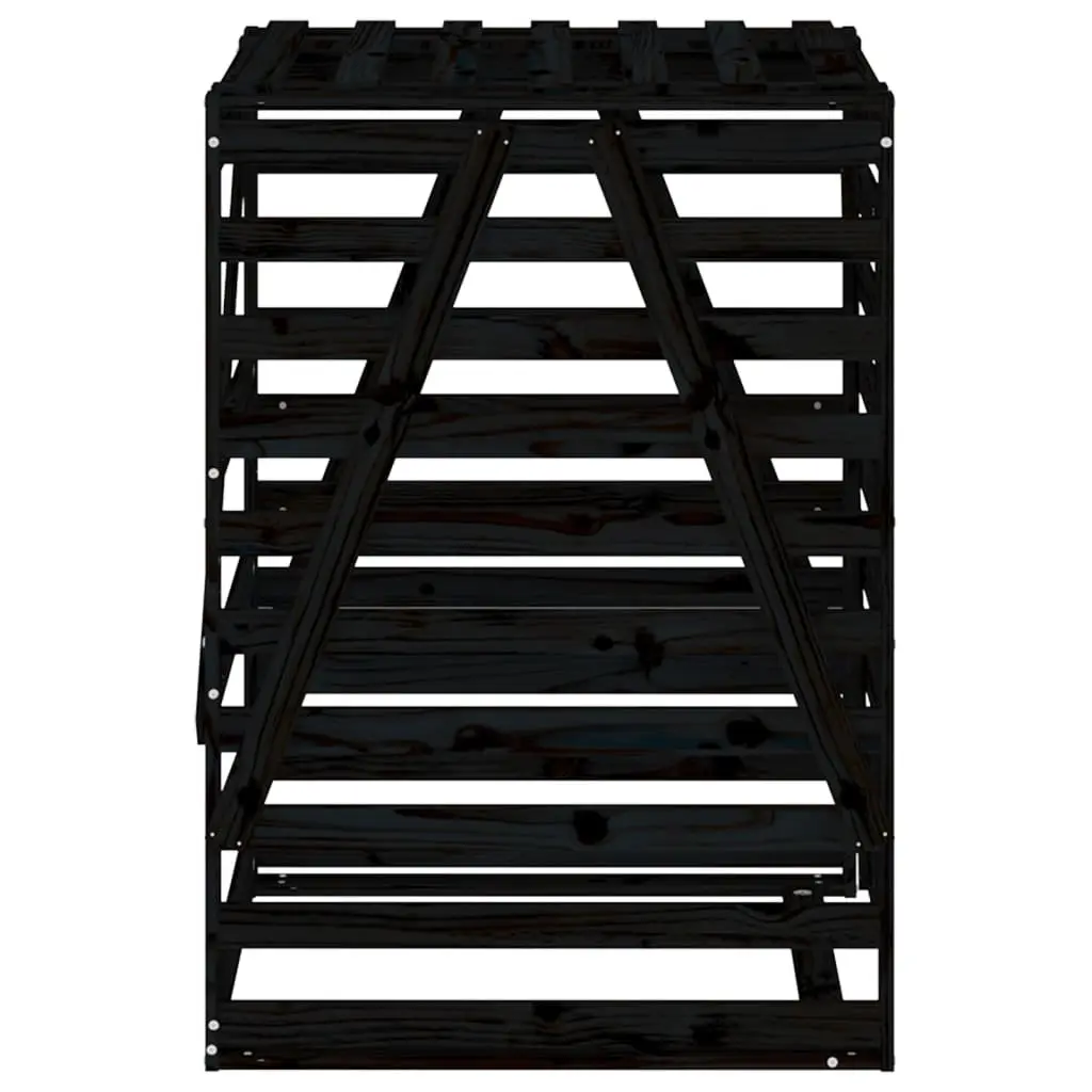 Wheelie Bin Storage Black 84x90x128.5 cm Wooden Garden Waste Container Enclosure with Lock