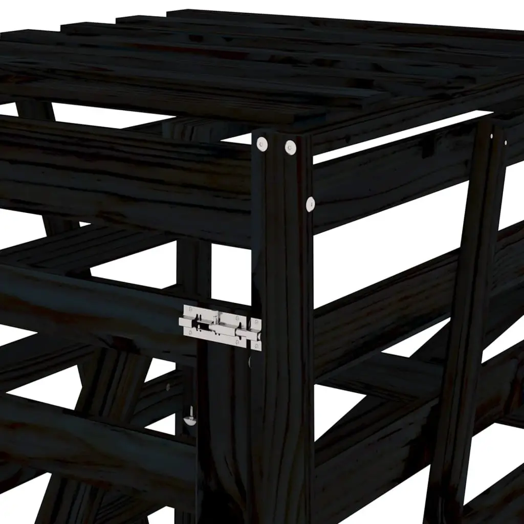 Wheelie Bin Storage Black 84x90x128.5 cm Wooden Garden Waste Container Enclosure with Lock