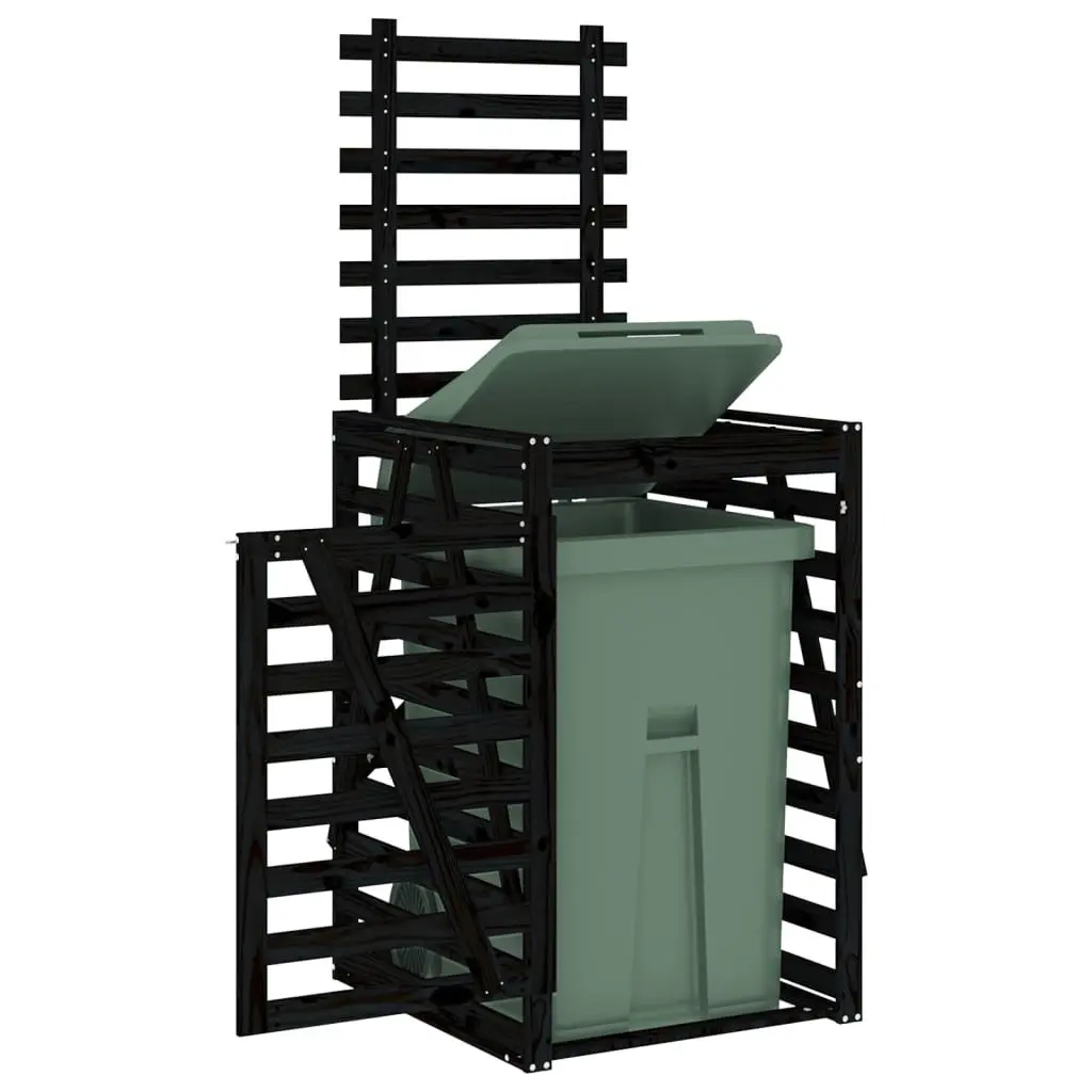 Wheelie Bin Storage Black 84x90x128.5 cm Wooden Garden Waste Container Enclosure with Lock