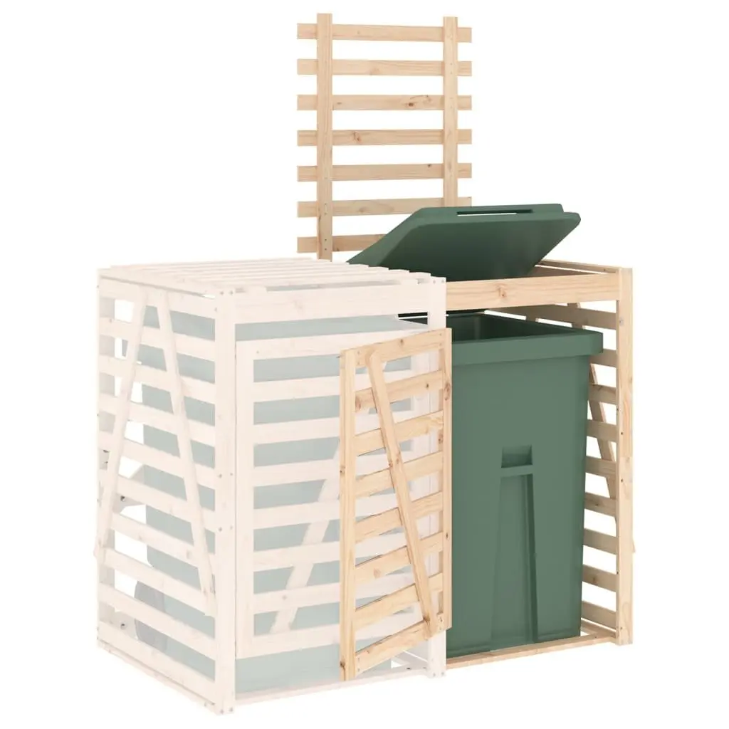 Wheelie Bin Storage Extension Brown Solid Pine Wood Outdoor Garden Waste Container