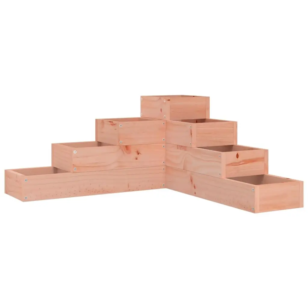 4-Tier Wooden Garden Planter Corner L-Shape Outdoor Raised Bed Flower Pot Box