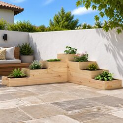 4-Tier Wooden Planter for Outdoor Plants