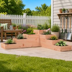 Compact 4-Tier Wooden Garden Planter for Outdoors