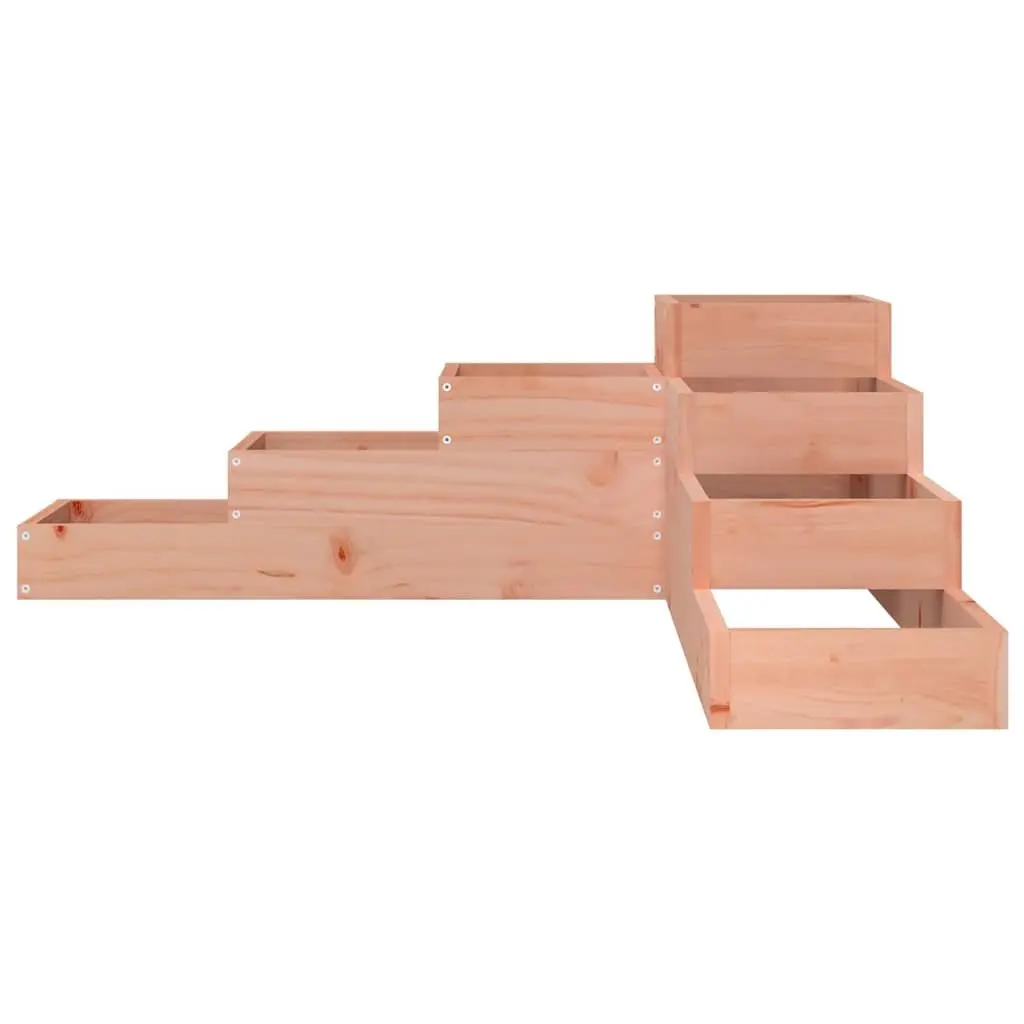 4-Tier Brown Wooden Garden Planter L-Shaped Outdoor Raised Bed Flower Pot Box