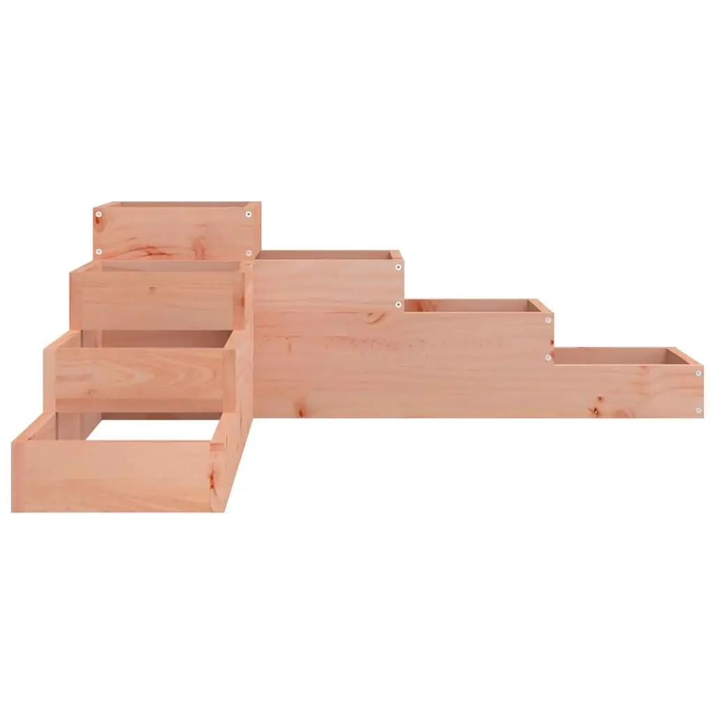 4-Tier Brown Wooden Garden Planter L-Shaped Outdoor Raised Bed Flower Pot Box