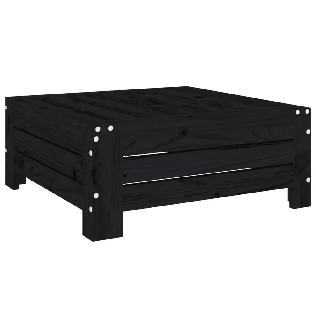 Outdoor Side Table Black Solid Pine Wooden Parasol Base Cover Garden Furniture