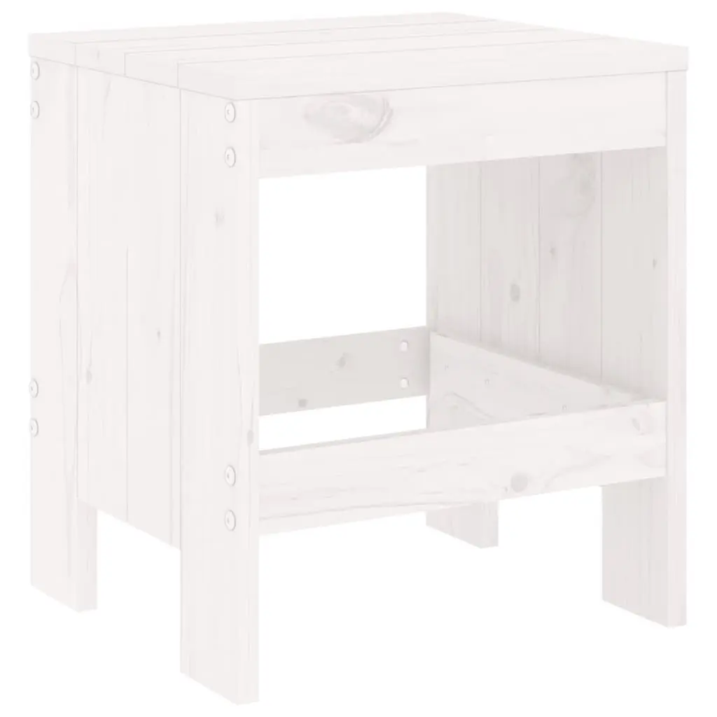 White Garden Stools in Solid Pine Wood