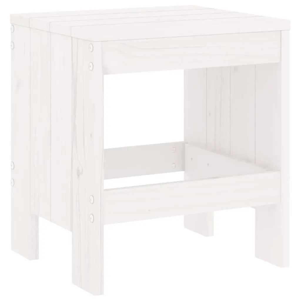 White Garden Stools in Solid Pine Wood