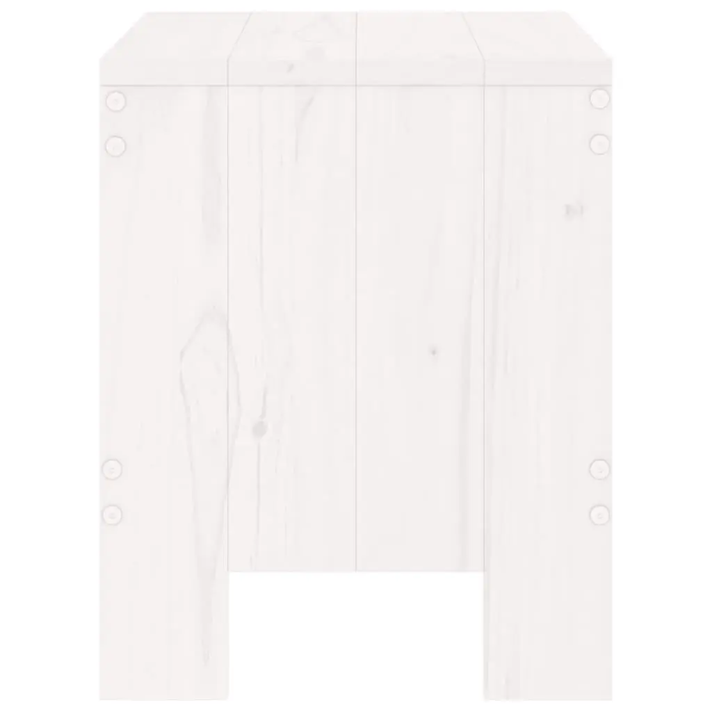White Garden Stools in Solid Pine Wood