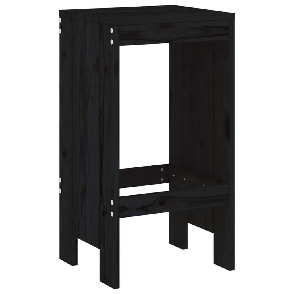 Bar Stools Black Solid Pine Wood 40x36x75 cm Outdoor Patio Balcony 2 Piece