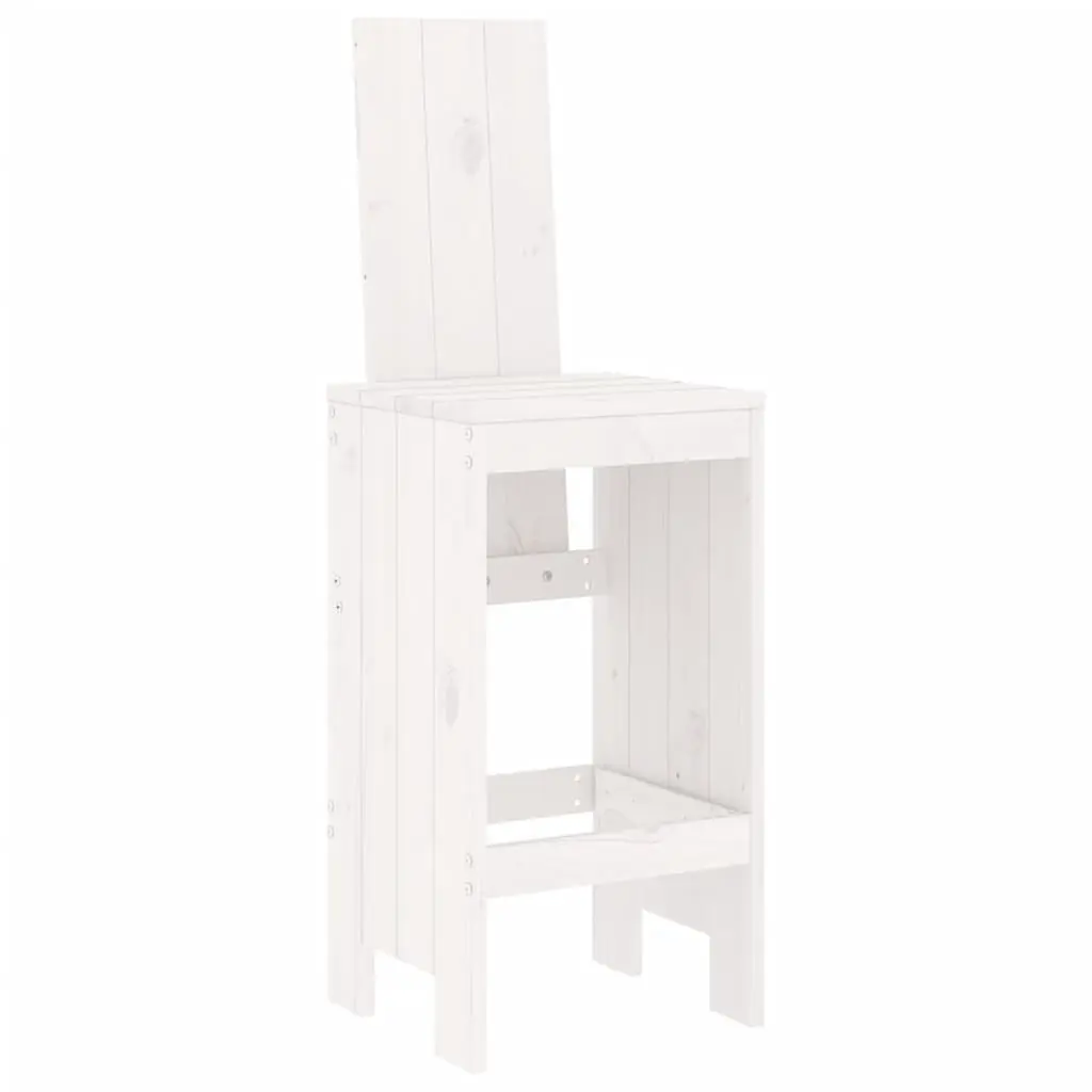 Bar Stools White Solid Wood Pine 75 cm Height Backrest Footrest 2 Piece