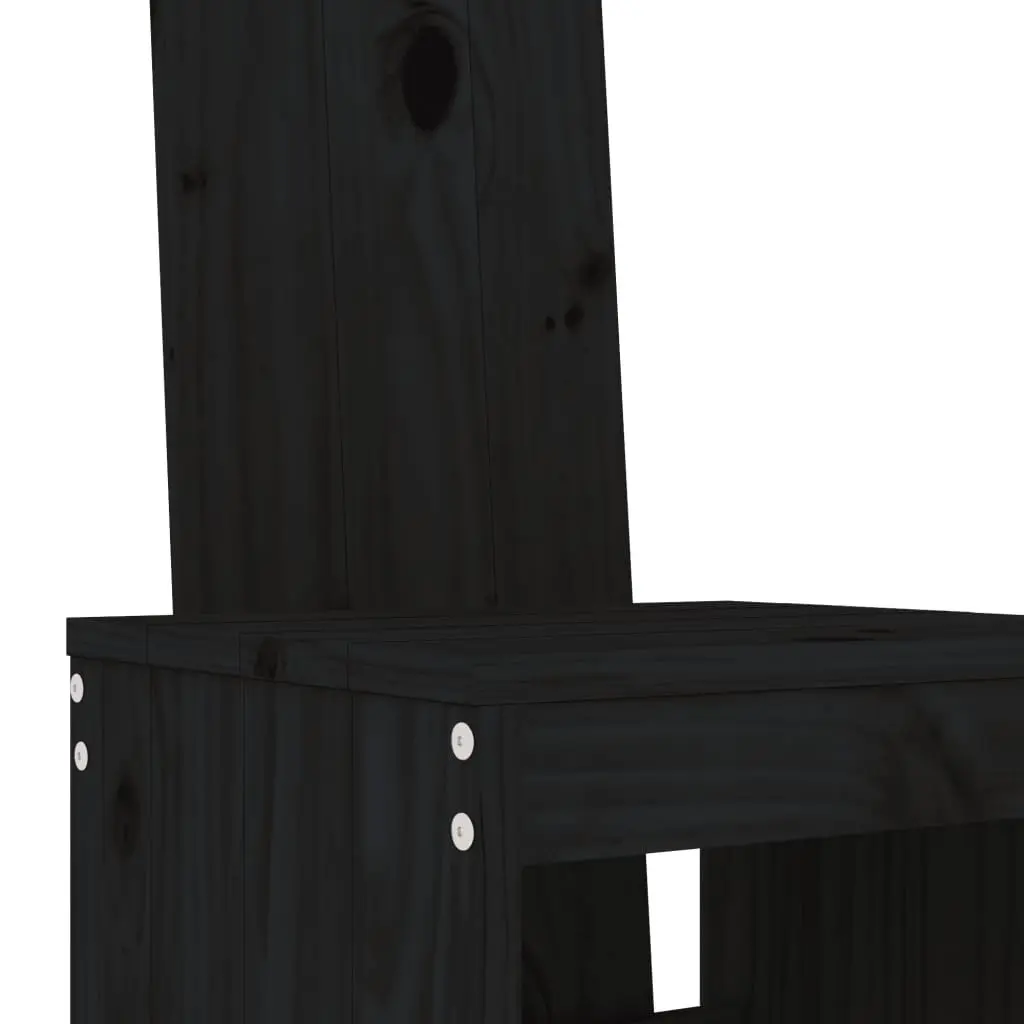 Bar Stools Black 40x42x120 cm Solid Pine Wood with Backrest and Footrest 2 Piece