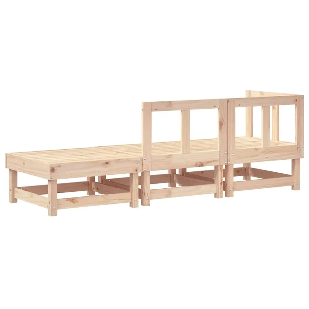 3 Piece Outdoor Garden Lounge Set Brown Solid Pine Wood Modular Sectional Sofa