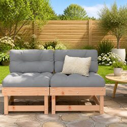 Outdoor Middle Sofa with Cushions Solid Wood Modular Garden Patio Seating