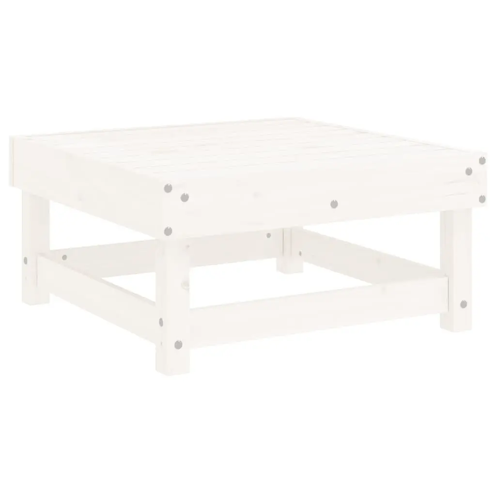Garden Footstool White Solid Pine Outdoor Seating with Cushion