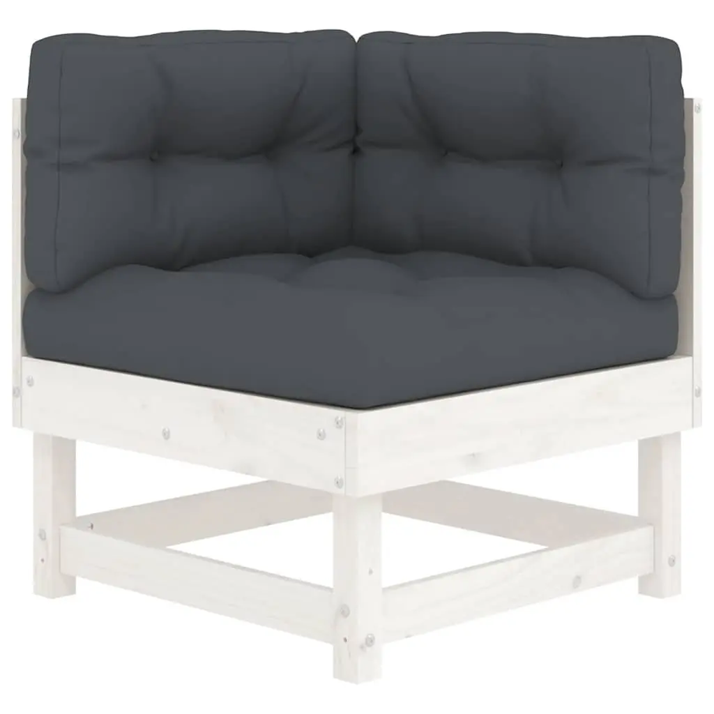 Corner Sofa Units 2 pcs White Solid Wood Pine Outdoor Patio Garden Sectional