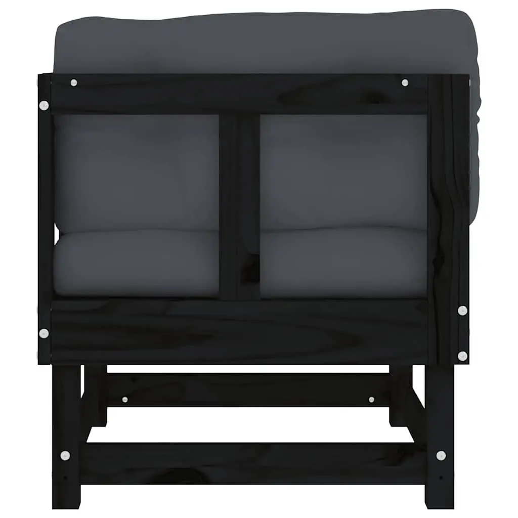 Corner Sectional Sofa Set 2 pcs Black Wooden Garden Patio Outdoor Seating
