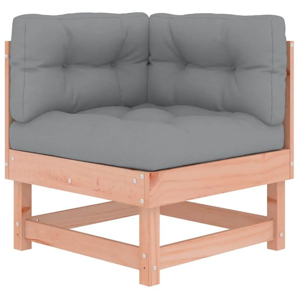 Outdoor Corner Sofas Brown 2 Pieces Solid Wood Modular Sectional Seating with Cushions