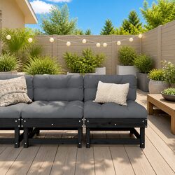 Black Pine Middle Sofas with Cushions