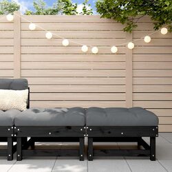 Black Wooden Footstools with Soft Cushions, Set of 2
