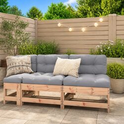 Concise Douglas Wood Outdoor Middle Sofa Unit