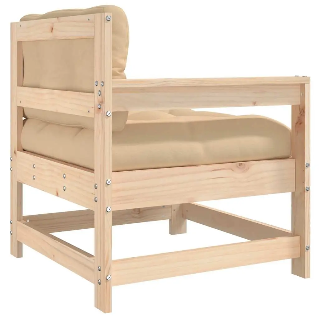 Garden Chair with Cushions Solid Pine Wood Outdoor Patio Seating Slatted Design