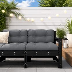 Outdoor Garden Chair with Cushions Black Solid Wood Pine Slatted Design